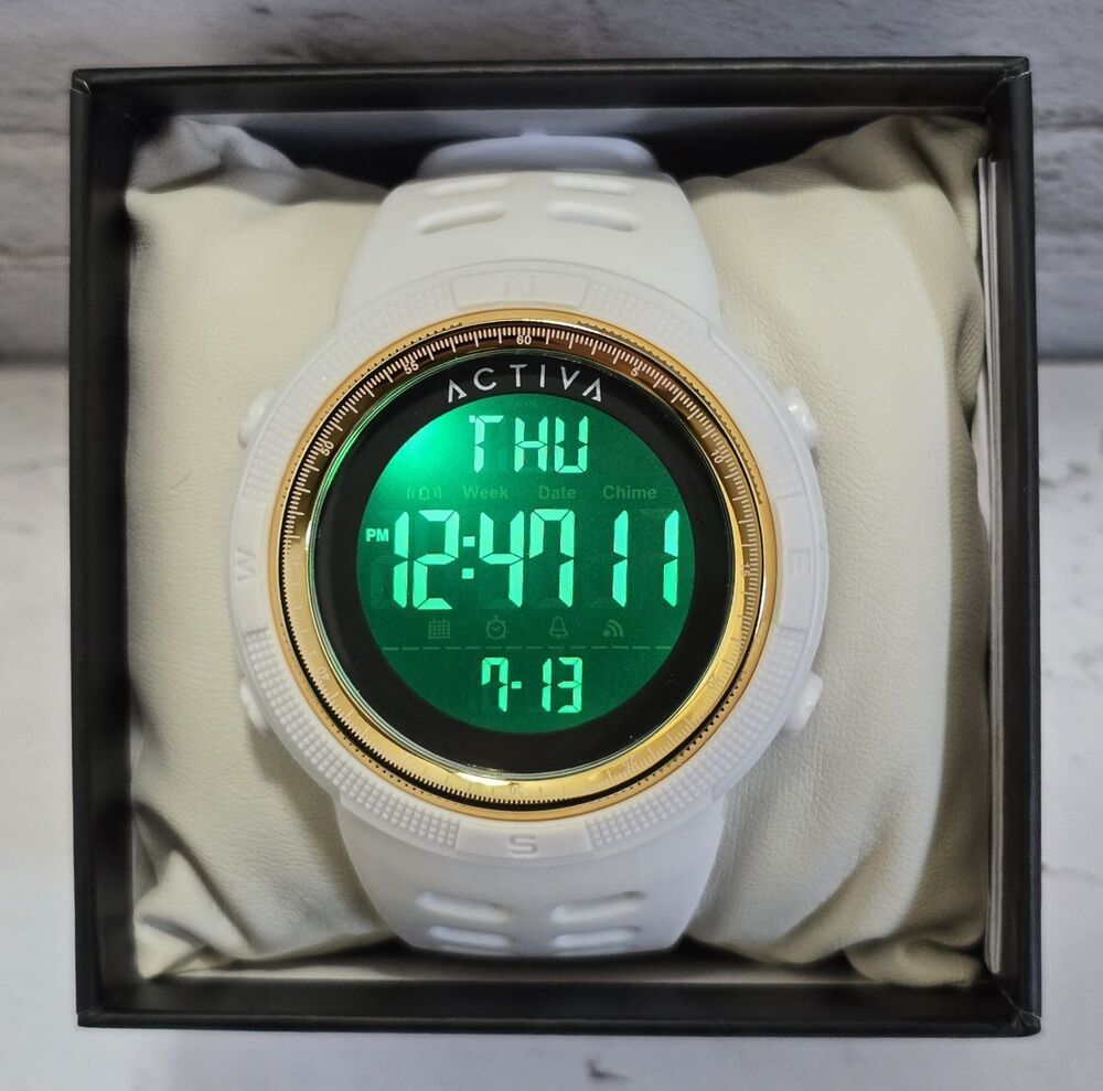 Activa X Invicta Men’s 50mm Digital Sport Watch White ACW1915-014 Brand New